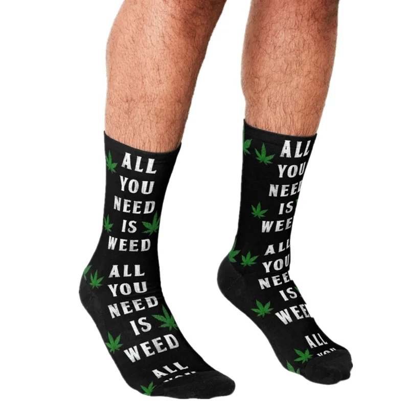 

Забавные мужские носки, все, что вам нужно, это счастливые мужские носки в стиле хип-хоп с принтом сорняков, милые мужские сумасшедшие носки ...