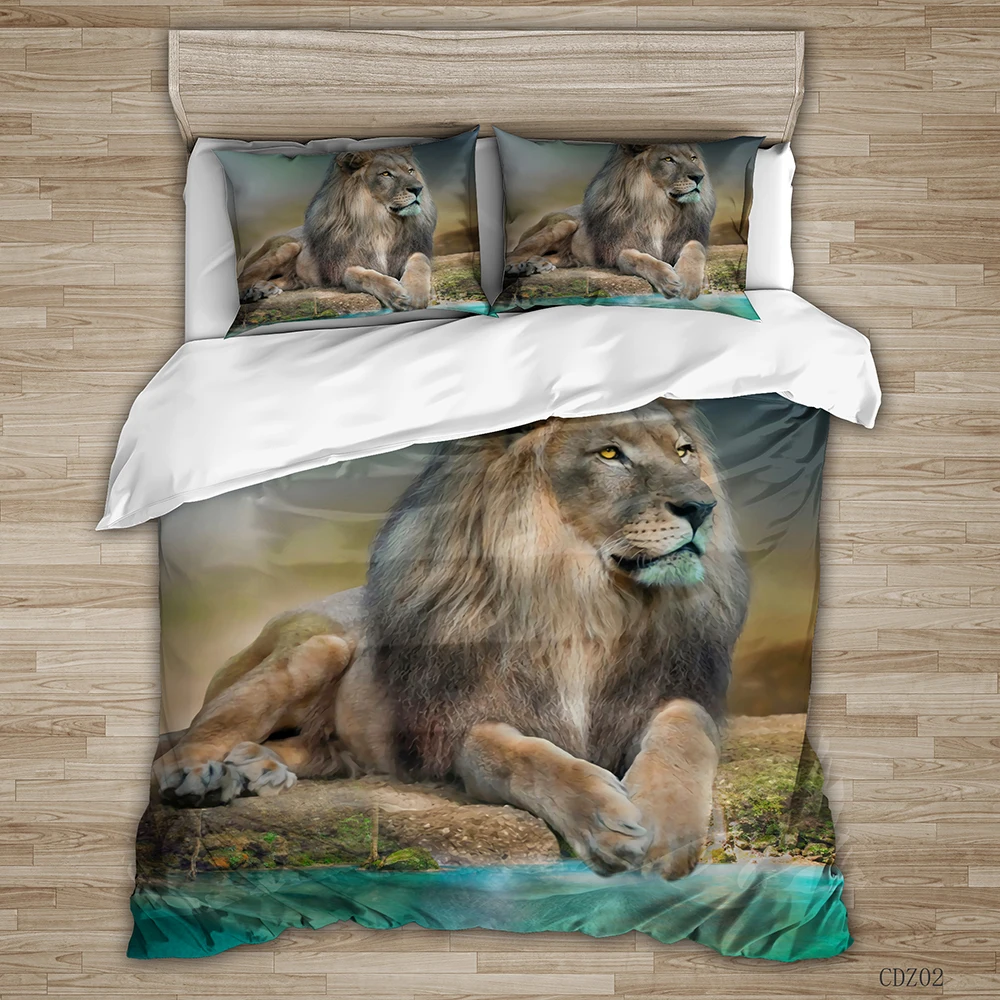 

Custom 3D Print Wild Animals Tiger Lion Beding Set Pillowcase Duvet Cover Set Home Bedroom Decor Queen King Single Bed Set
