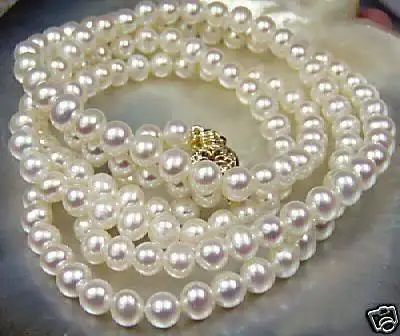 

wholesale Beautiful!7-8mm White Akoya Cultured Pearl Necklace 25"