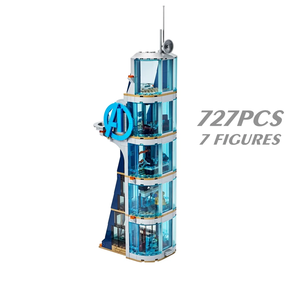 

Marvel Avengers Tower Quinjet Spiderman Iron Man Starks Industry Thor Thanos Figures Building Block Brick Gift Toy