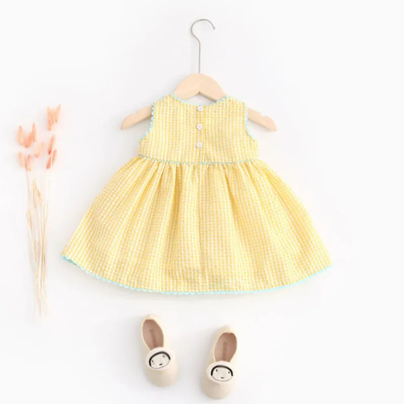 Новое летнее платье для девочек детский жилет мультяшное с цветочной вышивкой