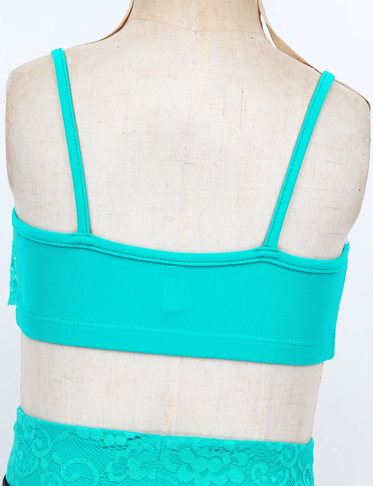 Детский танкини для девочек танцевальный наряд Кружевной укороченный топ на