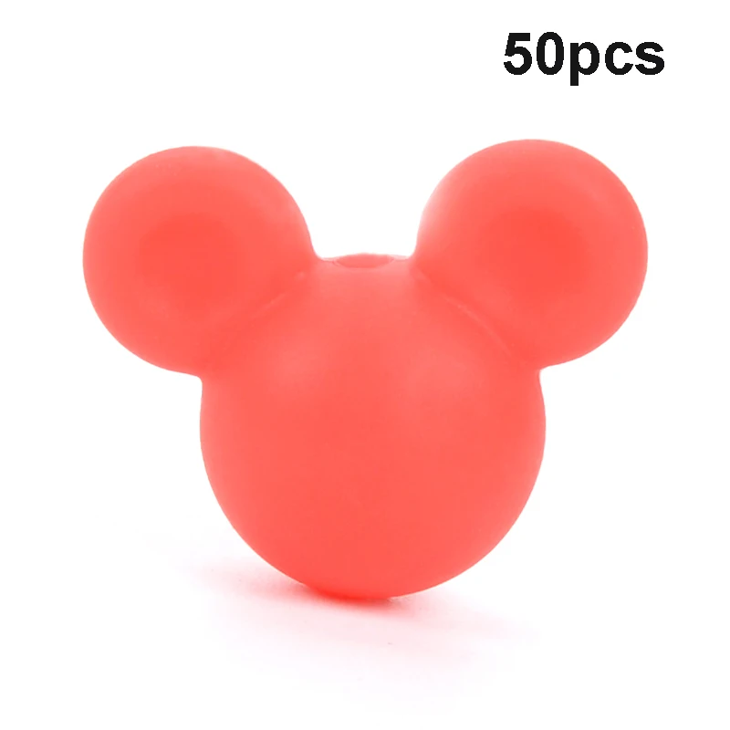 Scarlet red LOFCA 50 шт силиконовые бусины для прорезывания зубов Микки детские бусины для прорезывания зубов силиконовые бусины пищевого качества BPA бесплатно DIY Изготовление ожерелий с подвесками - Цвет: Scarlet red