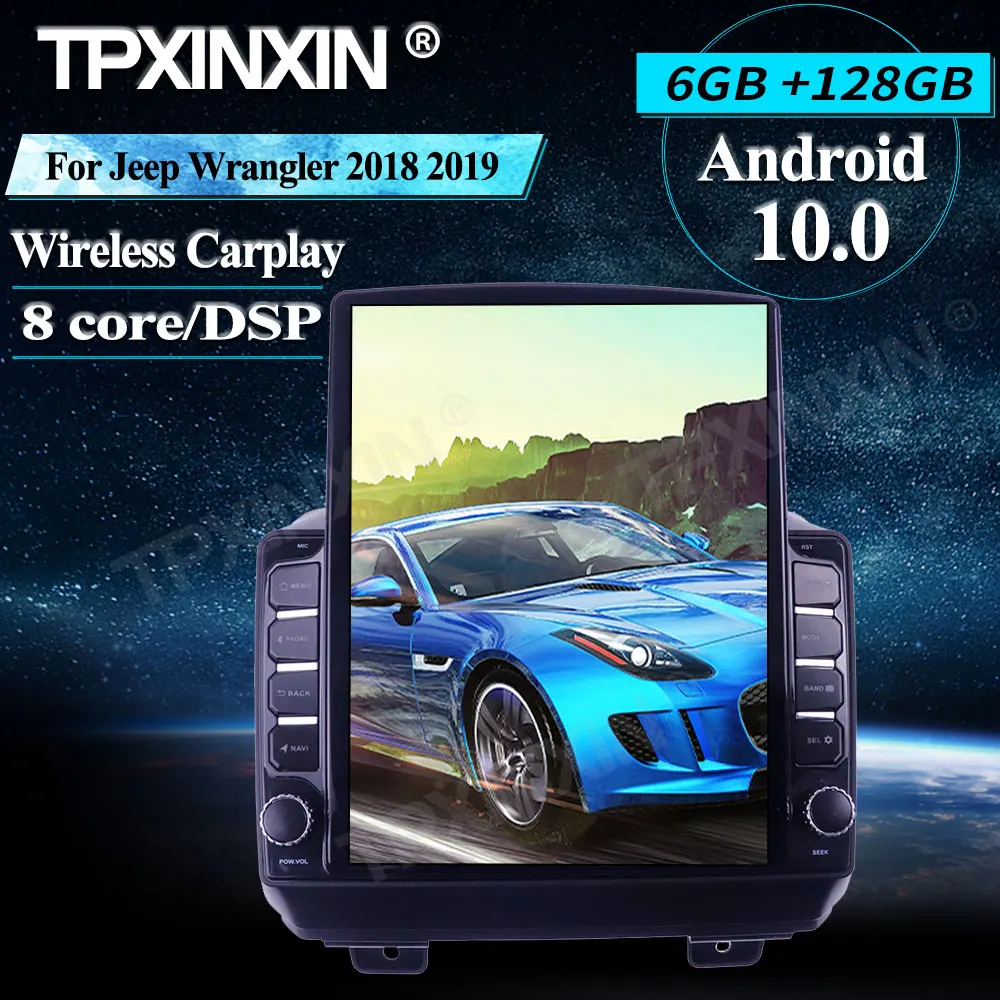 저렴한 지프 랭글러 6 + 128GB 자동차 멀티미디어 플레이어 안드로이드 무선 카플레이 스테레오 수신기 라디오 자동차 GPS 네비게이션, 지프 랭글러 2018 2019