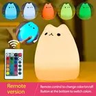 Симпатичный светодиодный ночник с котом, силиконосветильник льник, 5 В, USB-зарядка, сенсорный датчик, 7 цветов, для спальни, детей, Детский декор, лампа, подарки
