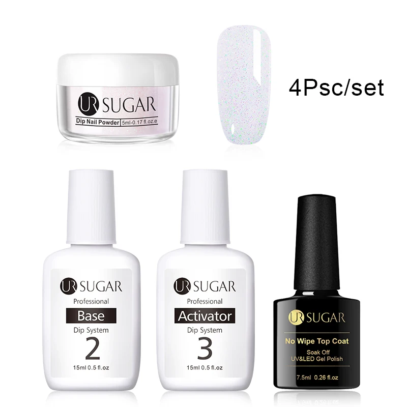 4Pcs set 11 Ur Sugar 5 мл Dip ногтей Порошковая голографическая блеск градиент Сияющий хромированный пигмент погружающийся порошок Набор для украшения ногтей DIY - Цвет: 4Pcs set 11