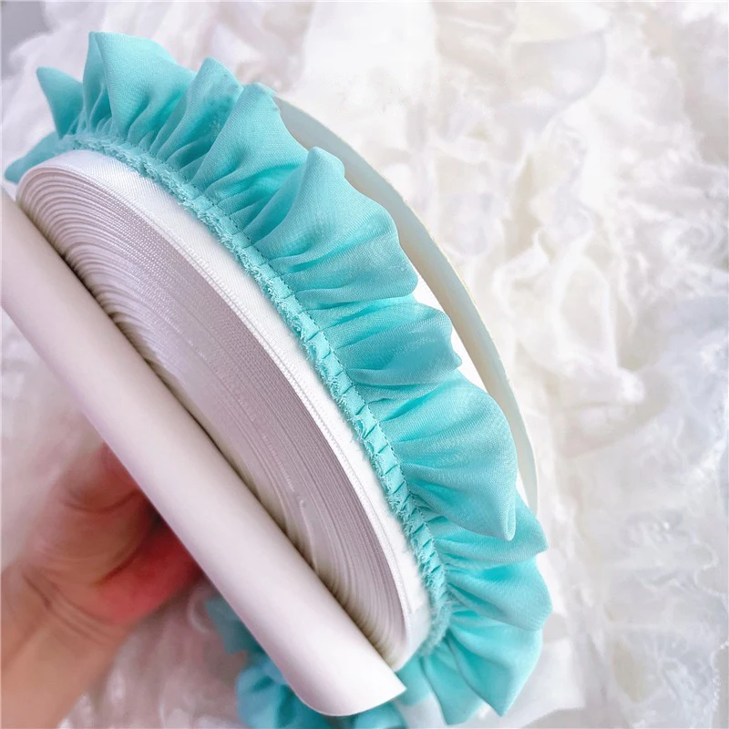 

10 м/лот 3 см широкая белая розовая кружевная Милая юбка с оборками в виде грибка Двойные мягкие шифоновые кружевные аксессуары V2522