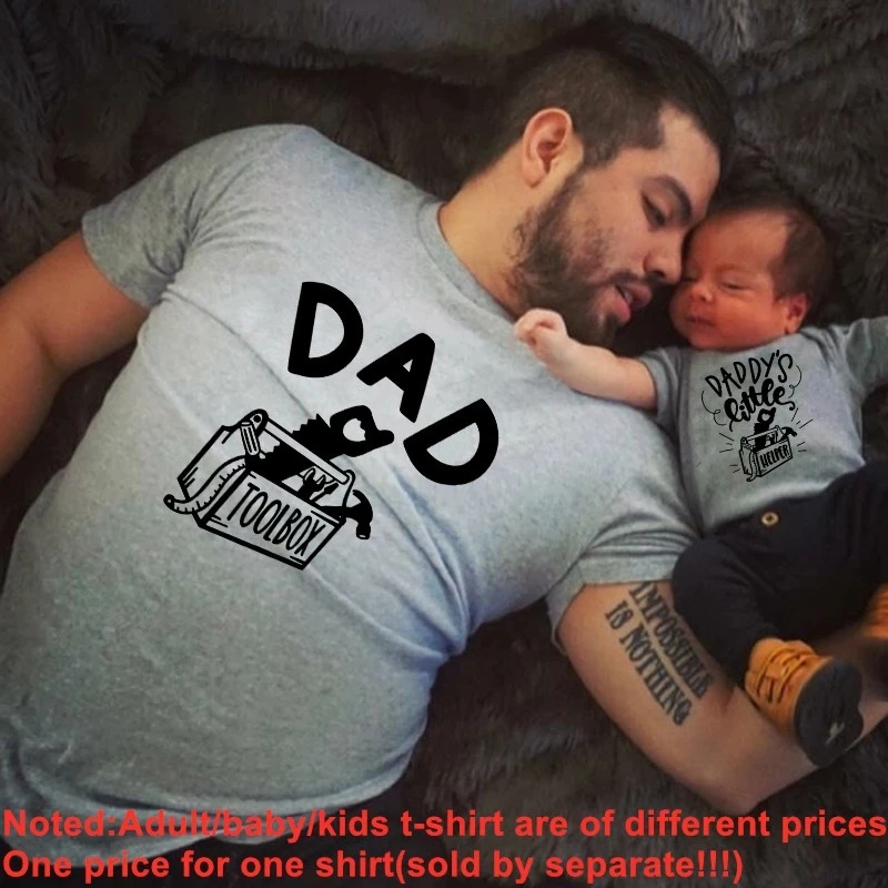 Папа и надписью Daddy's Little Helper Семейные комплекты футболки для папы дочки Одежда