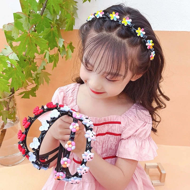 

Children's Hairband Bezel With Clips Sweet Cute Girls' Baby Hair Hoop Hair Band For Girls Wedding Birthday Headdress Accessories
