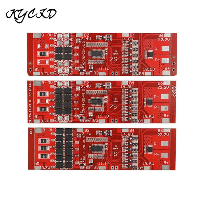 Защитная плата BMS 7S 24V 10A 15A 20A 30A 18650 защиты литиевой батареи с балансировщиком