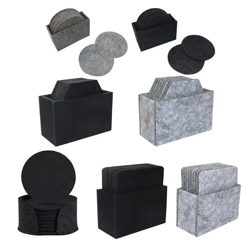 

10Pcs Felt Drink Coaster Set with Holder Modern Decorative Coasters D7WE