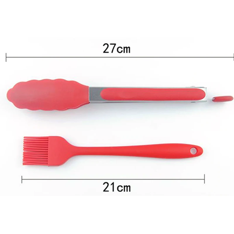 

BBQ Tongs Basting Brush Set Silicone Oil Brush Kitchen Tongs BBQ Grill Food Meat Tongs Barbecue Tongs Oil Sauce Brush BBQ Tools