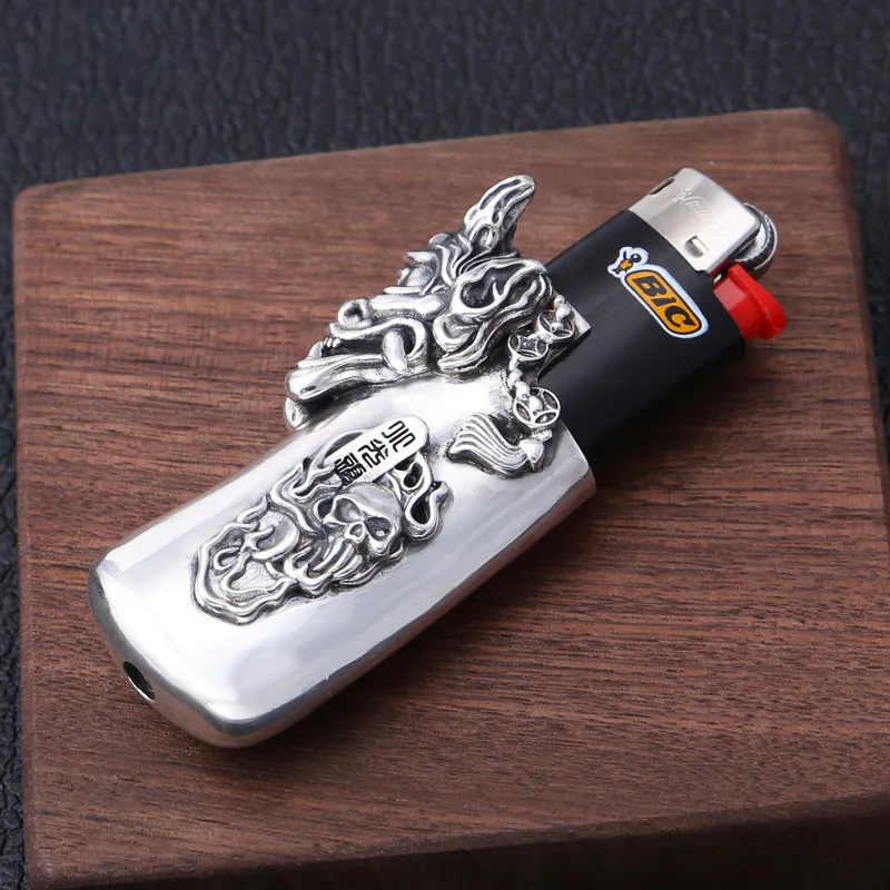 S925 Стерлинговое серебро мужской креативный Prajna Ghost Face Ретро Зажигалка в виде