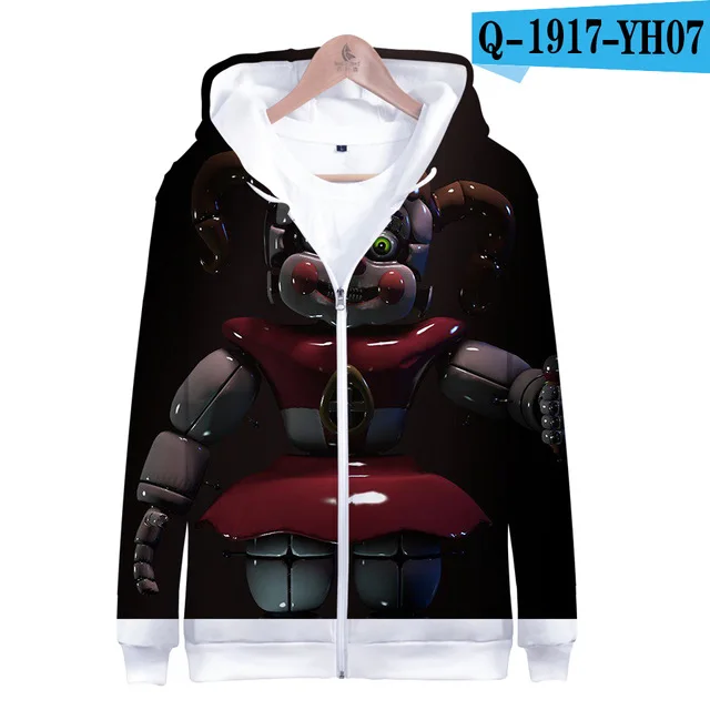 Милые толстовки с капюшоном Five Nights At Freddys FNAF, Детская толстовка с капюшоном на молнии для мальчиков, осенне-зимняя куртка, пальто, одежда - Цвет: 3D