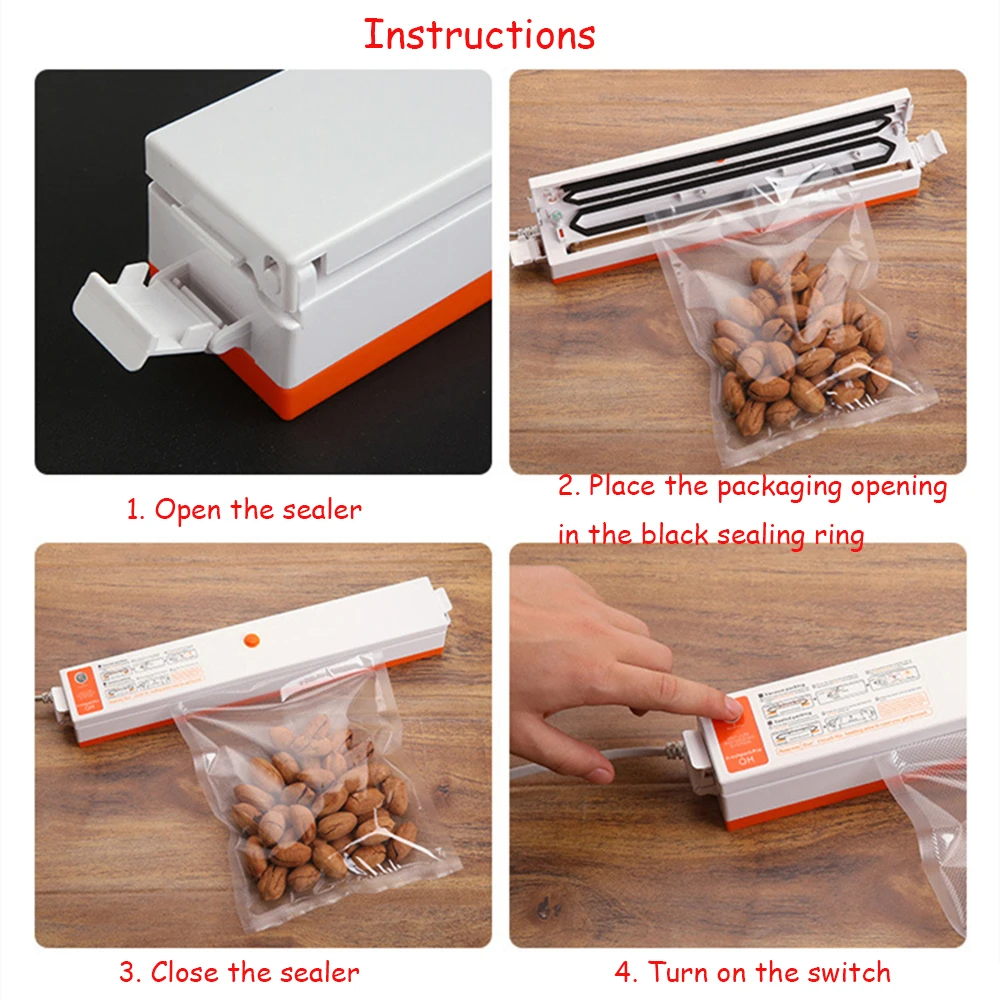 

220V /110V Food Vacuum Sealer Packaging Machine Household Film Sealer Vacuum Packer Include 10pcs Vacuum Packer