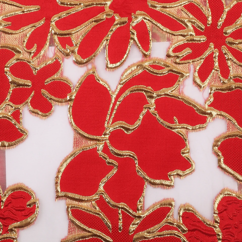 Milylace red color Jacquard lace fabric 2019 NEW floral embroidery Nigerian organza fabrics 5 yards for Christmas DPW1368 | Дом и сад