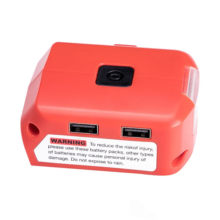 

Battery Adapter For Milwaukee 18V M18 Battery Power Source with Dual USB 5V/2.1A DC Port 12V/2A LED Light For Heated Jacket