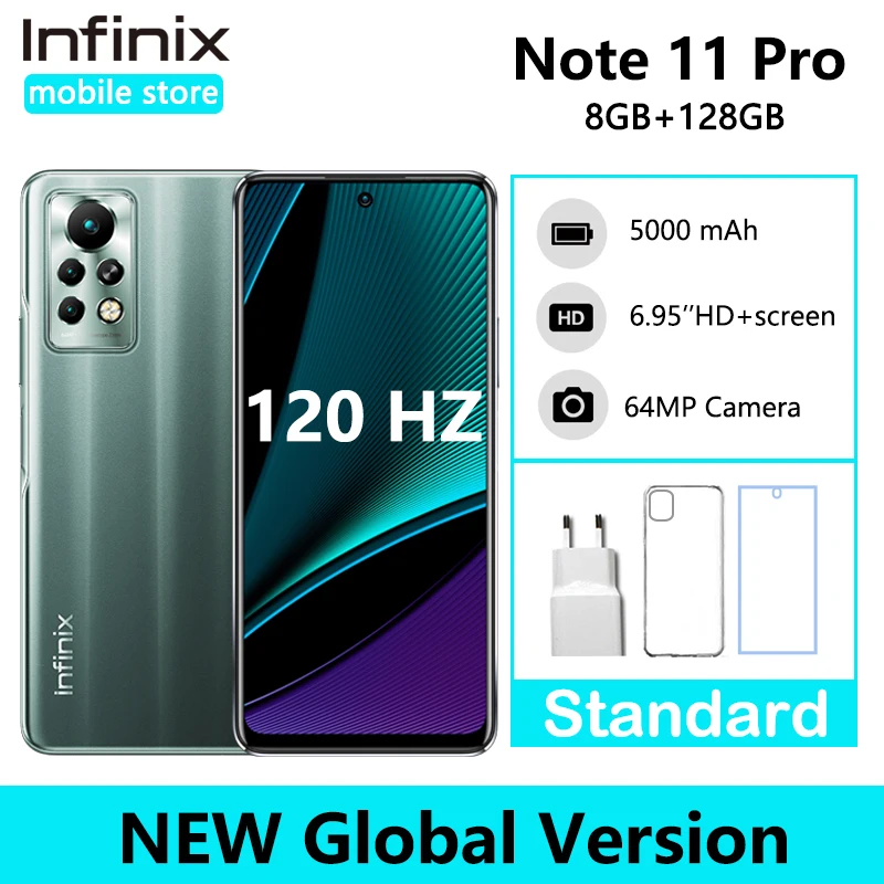 Global version Infinix Note 11 Pro 8GB 128GB 6.95'' Display Smartphone Helio G96 64MP Camera 33W Super Charge 120Hz Refresh Rate