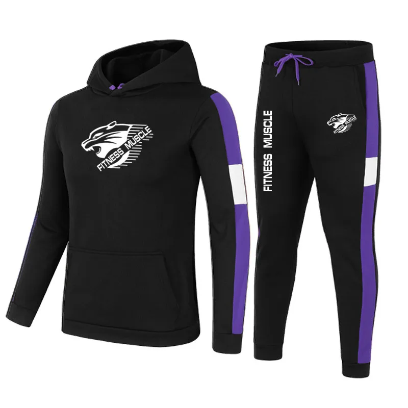 

2021 Tracksuit Men 2 Pieces Set Sweatshirt + Sweatpants Sportswear Fleece Hoodies Casual Mens Clothing Fashion Brand Size S-4XL