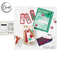 qwell leaves snowflake elk pumpkin frame cutting dies with clear stamps christmas cheer diy scrapbooking craft paper cards