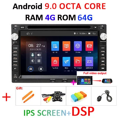 DSP ips 2 Din Android 9 автомобильный радиоприемник gps для VW/PASSAT B5/MK5/JETTA/POLO/GOLF/MK4/TRANSPORTER/T5/для peugeot 307 Автомобильный dvd play obd2 - Цвет: 4G 64G IPS DSP FULL