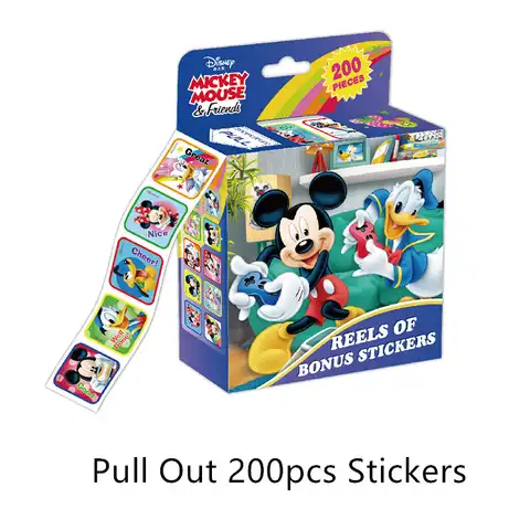 200 листов/коробка Disney футболка с декором в виде Микки Мышь Минни Мышь наклейки милый каваи для маленьких девочек и мальчиков Игрушка