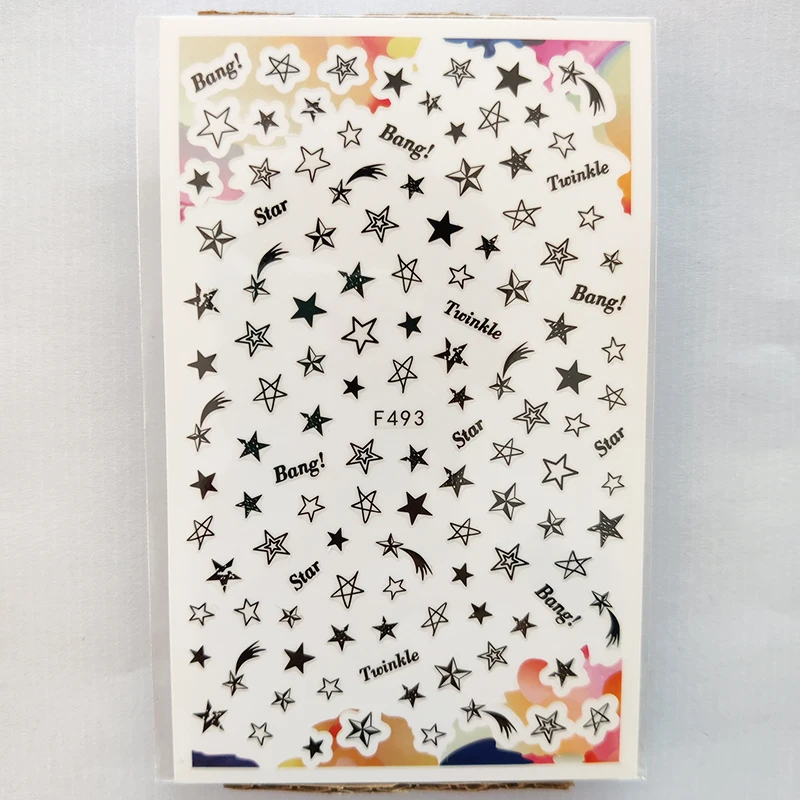 

3D наклейки для ногтей интересный дизайн ногтей Клей для фольги наклейка черная линия звезда самоклеящаяся наклейка для маникюра украшение ...