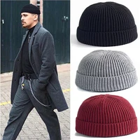 unisex beanie ribbed knitted cuffed winter hat warm short beanie casual solid color skullcap baggy for adult men beanie