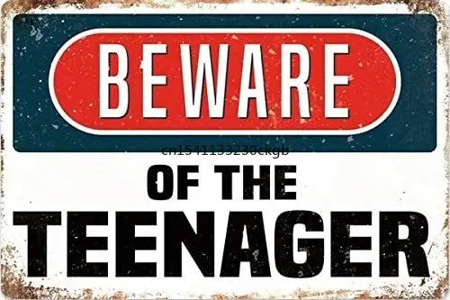 

New Vintage Metal tin Sign Warning Beware of Teenager Outdoor Yard Garage Street & Home bar Wall Decor signs12x8inch