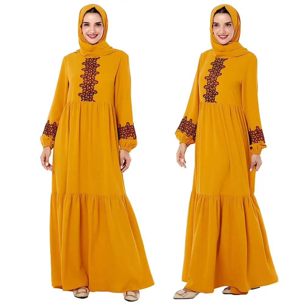 Женское длинное платье макси с вышивкой драпировкой|Мусульманская одежда| |
