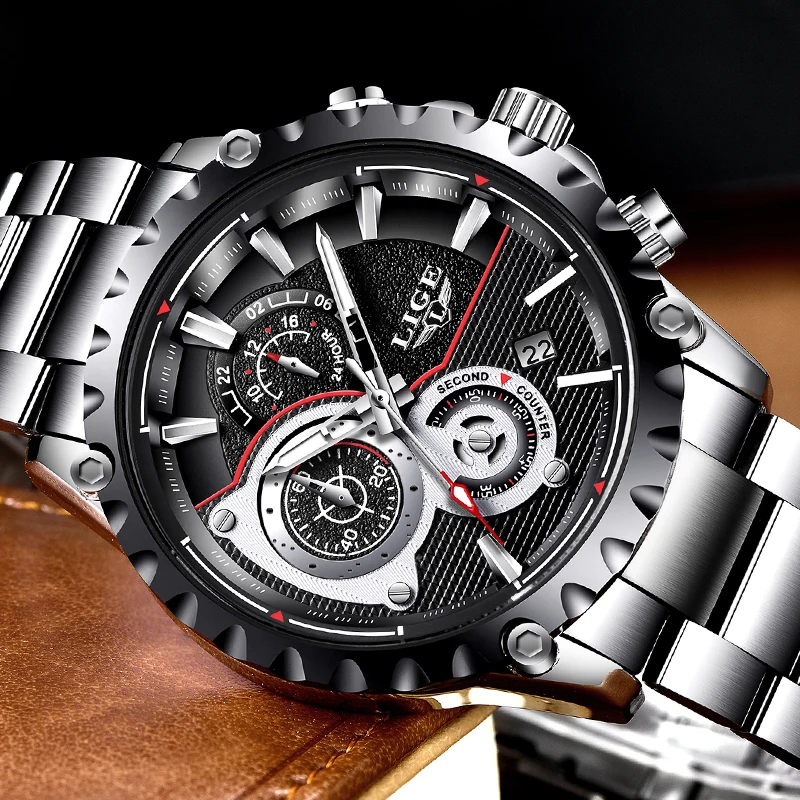 LIGE мужские часы модные спортивные кварцевые лучшие марки Роскошные полностью