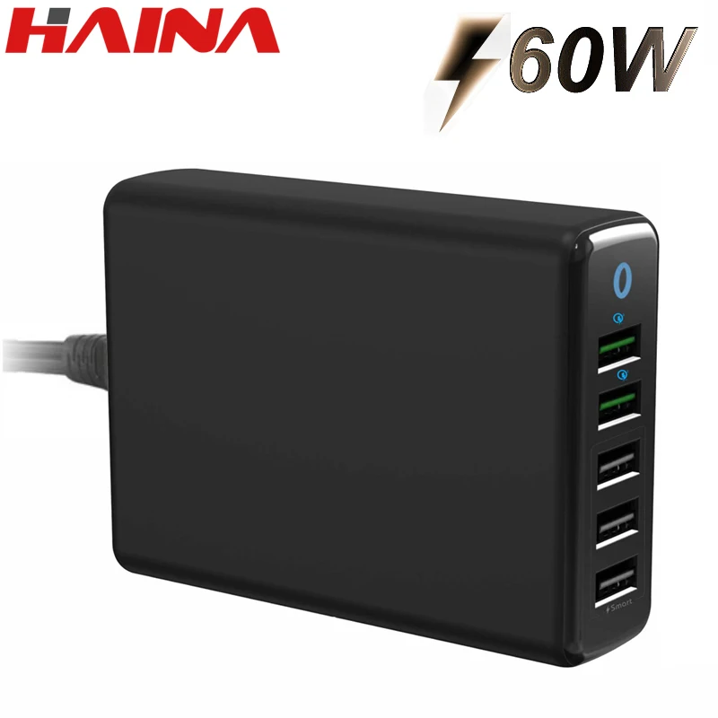 60 вт универсальное зарядное устройство usb для быстрой зарядки 5 порты Dual QC3.0