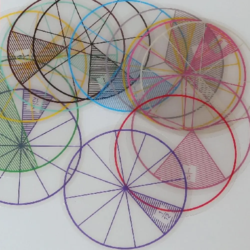 12 шт/лот математические дроби круги игрушки Пластиковые пронумерованные фишки