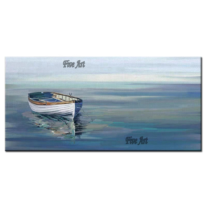 

100% Hand-painted Abstract Sailing Boat Ship Picture Art Seascape Oil Painting Free Shipping Wall Decor Canvas Art Paintings