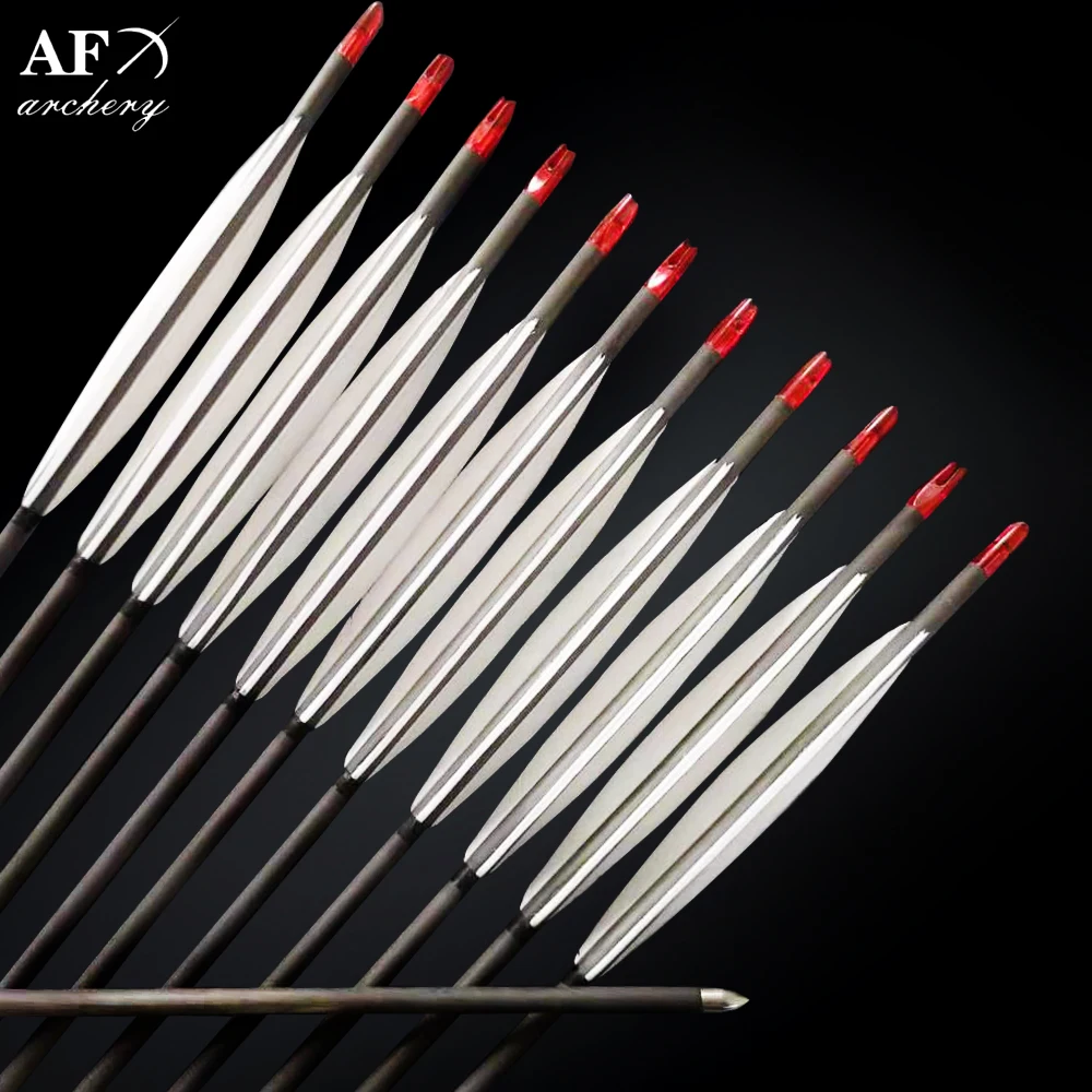 

12x 93.5cm Carbon Arrows Turkey feather for Longbow Recurve Bow Hunting with High Quality
