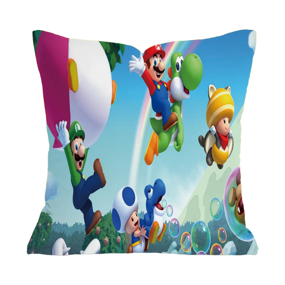 

Super Mario pillowcase Cushion Cover Cotton Linen Cartoon Print Decor Throw Pillows Living Room Sofa Home Decoration Pillowcase