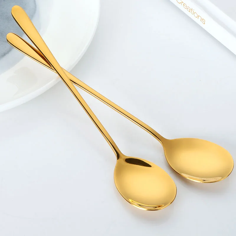 Золотые 18/10 корейские палочки для еды из нержавеющей стали набор ложек с длинной