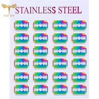 mens earrings shaver stud earring sets rainbow color stainless steel ear accessories fashion male gifts woman jewelry resale
