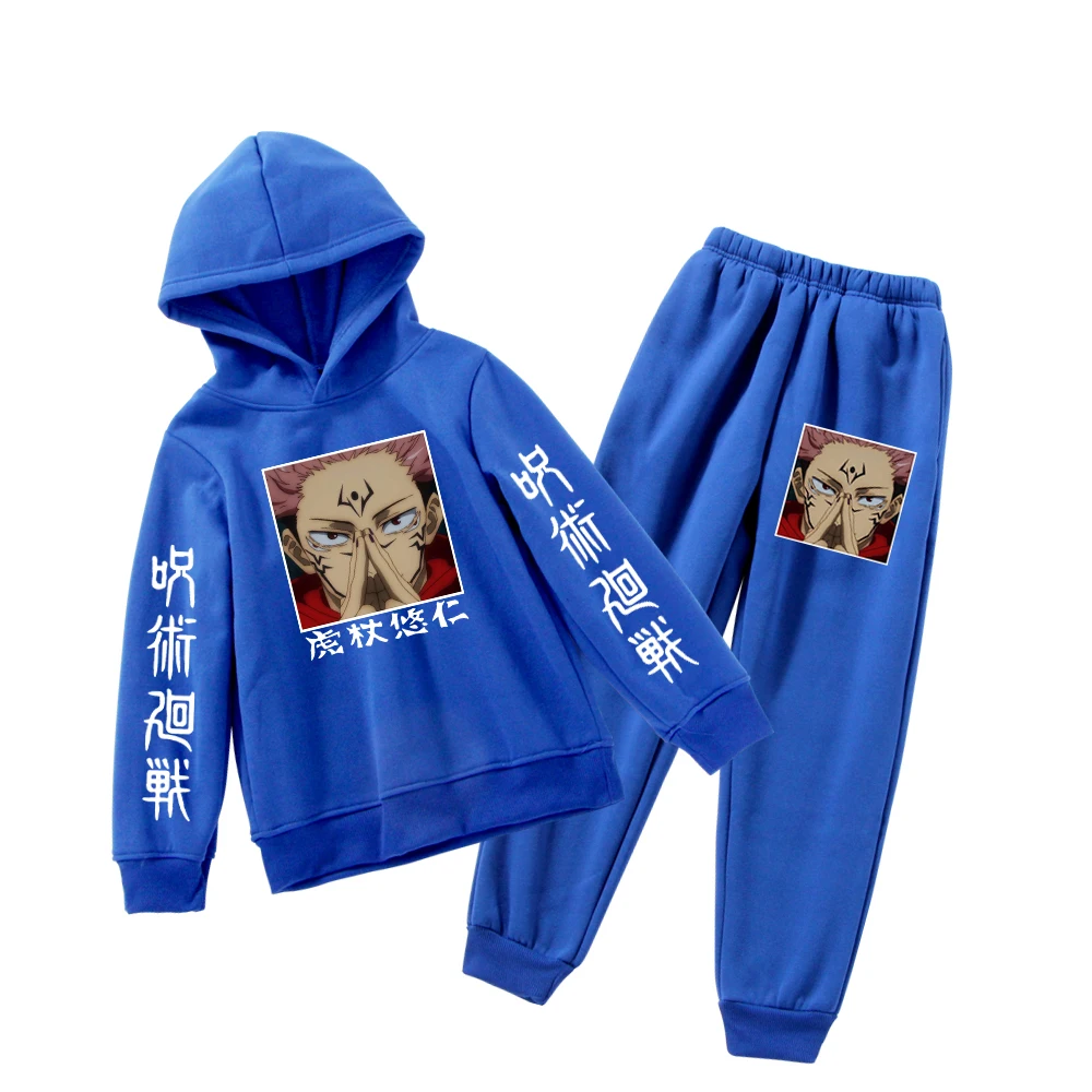 

Ju jutsu Kai sen Anime Boys Tracksuit 2pcs/Set Sweatshirt and Sweatpants Girls Children Cotton Fleece Sportswear Tracksuit Set