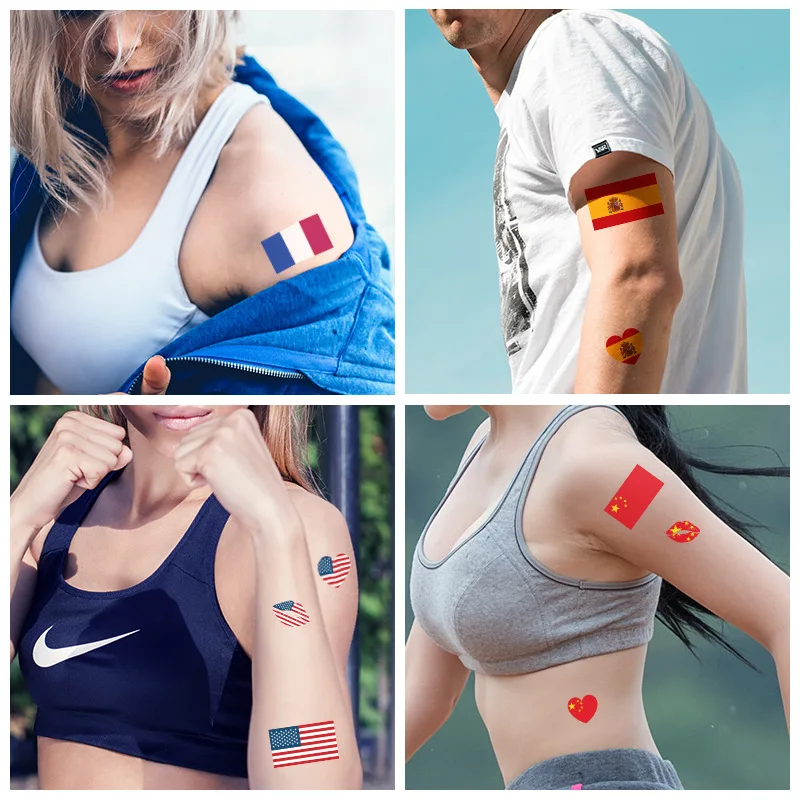 

10pcs Euro 2020 Football Fans National Flag Tattoo Sticker European Cup Soccer Fan Face stickers France Spain Russia