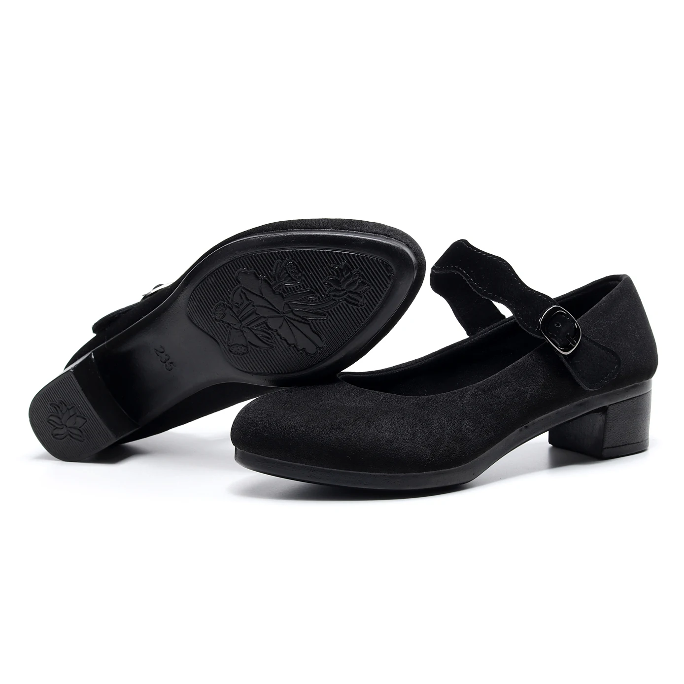 Women's Heels Shoes Women Ballet Female New Work Office Black Sweet Loafers Fashion Lace Velcro | Обувь