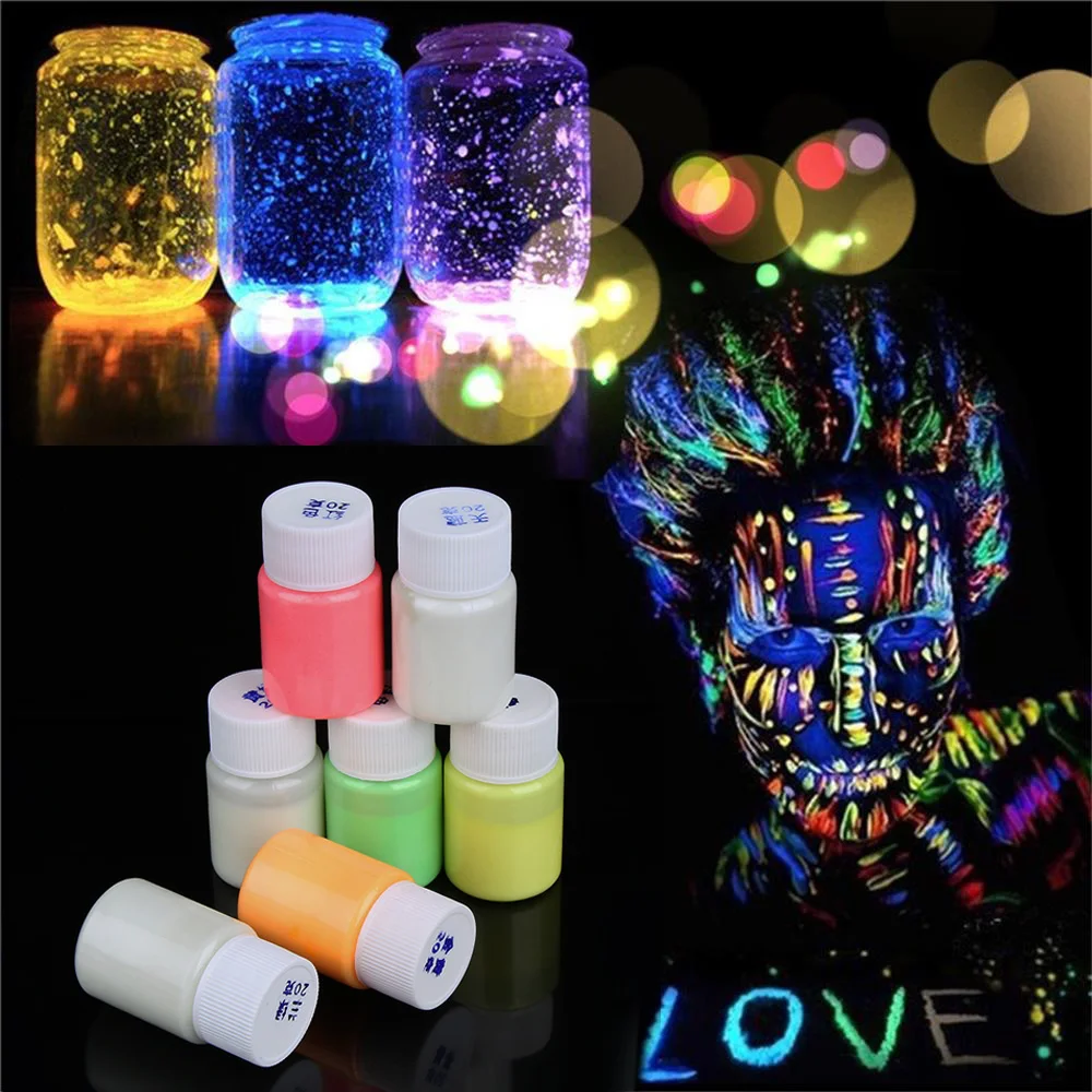 1 box Glow in the Dark Acrylic Luminous Paint Bright Pigment Party Decoration DIY Craft Body Paintc Nail Art | Красота и здоровье
