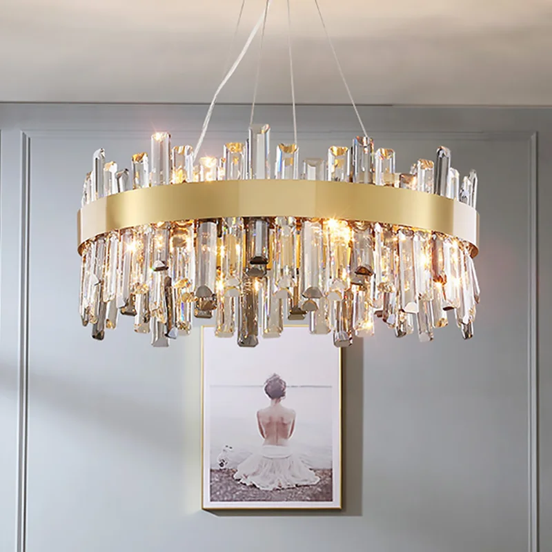 Современная хрустальная люстра латунный потолочный светильник золотого цвета