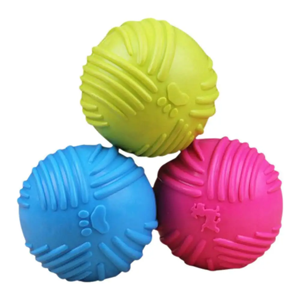 

Pet Dog Cats Play Rubber Ball Puppy Throw Teaser Playing Fetch Chew Bite Toys
