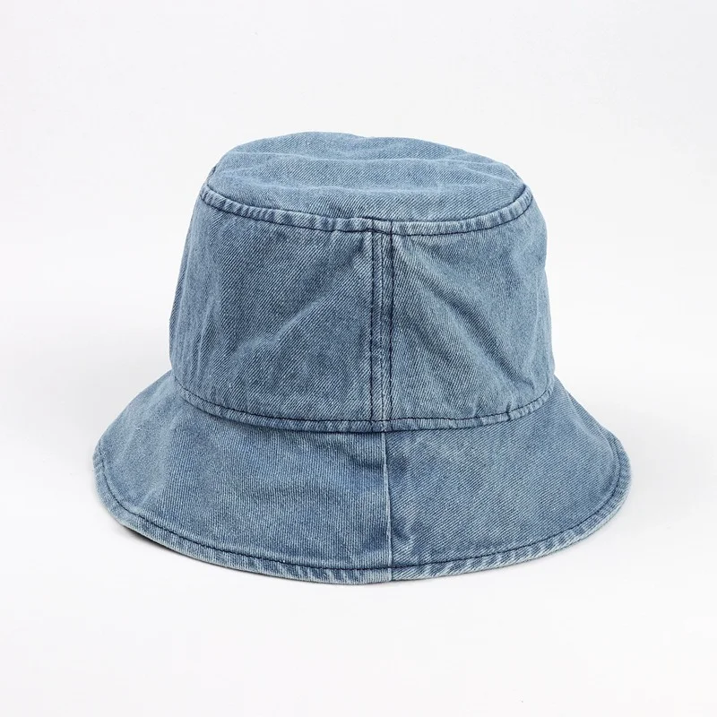 2021 New Japanese Denim Fisherman Hat Panama Bucket Hats Spring Summer Outdoor Women Fashion Letter Embroidery Sun Hat