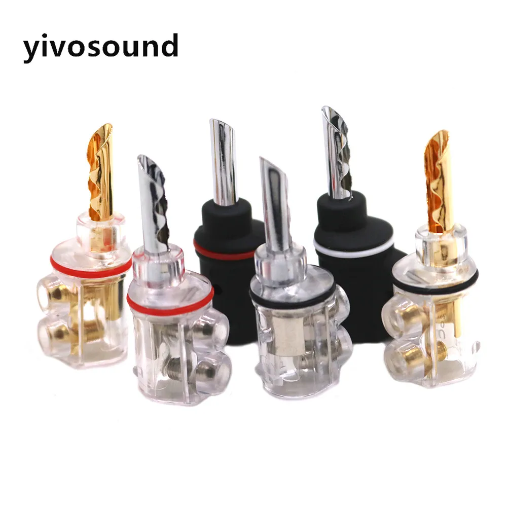 

yivosound HIFI pure copper gold plated banana HIFI speaker wire connector fever horn wire serrated plug connector