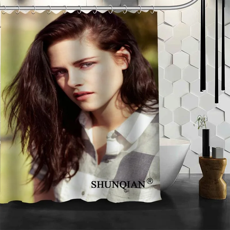 

ShunQian Kristen Stewart Shower Curtain Polyester Fabric Bath Screens Curtains For Bathroom 3D Waterproof Bath Curtain Hook