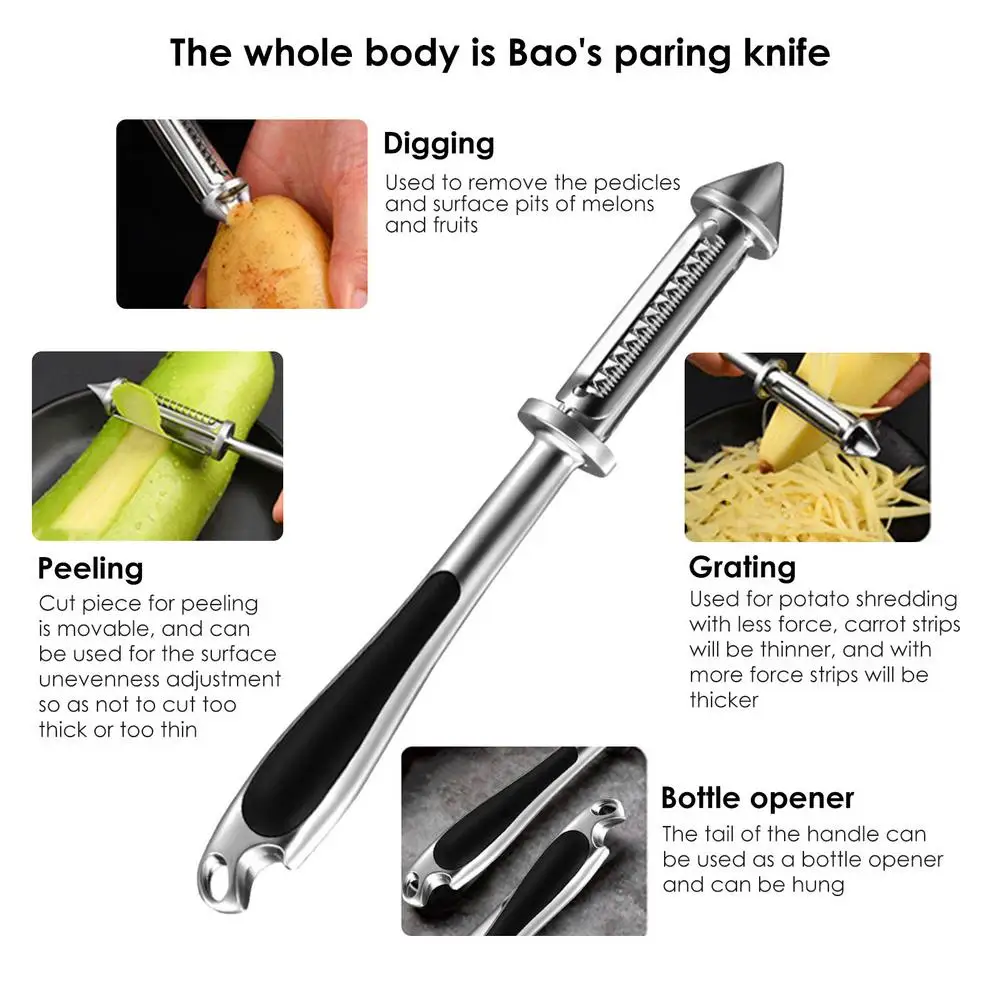 Нож для чистки овощей и фруктов 5 в 1 из нержавеющей стали |