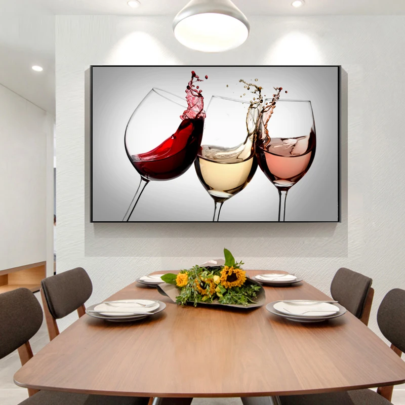 Modern Red White Wine Glasses Liquor Wall Art Painting Nordic Kitchen Pictures Living Room Bedroom Mural Decor Posters | Дом и сад