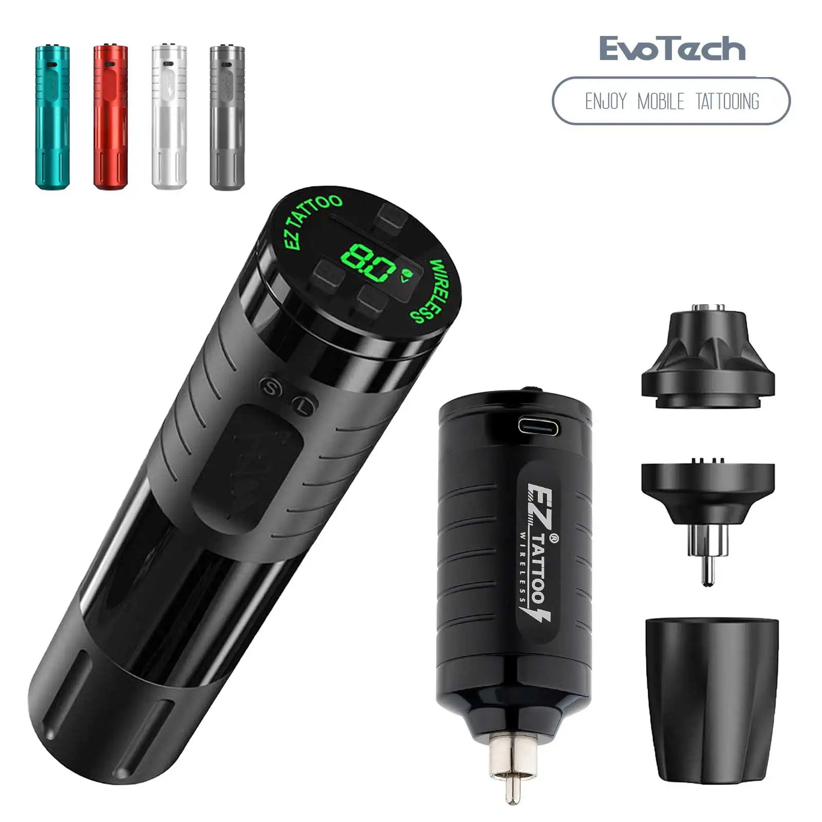 EZ EvoTech Wireless Battery Tattoo Pen Machine with Power Supply Intelligent Customized Motor Smarter Powerful & Fast Coloring